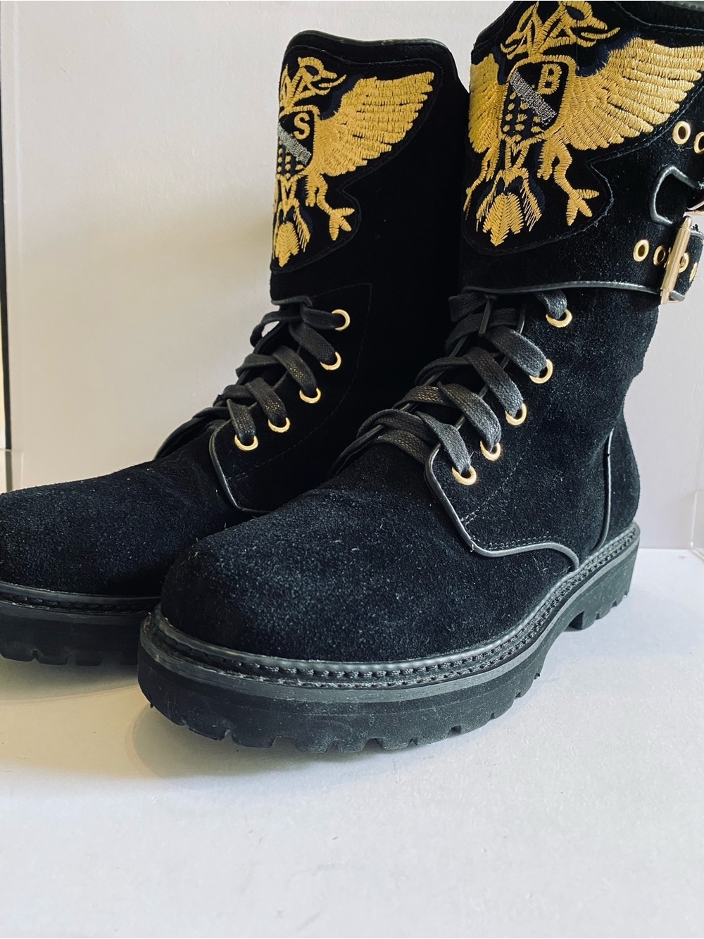 🛍️Balmain Authentic Black Suede Eagle Ranger Combat Boots - Picture 4 of 15
